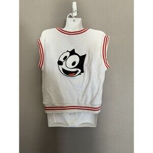 Vintage Felix The Cat Universal Studios Vest Large White Red Womens Embroidered